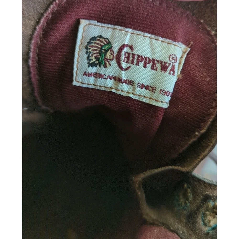 🇺🇸 Vintage Chippewa 9" Shaft Crazy Horse Steel Toe Super Logger Boot Sz 8.5 E - Picture 8 of 13